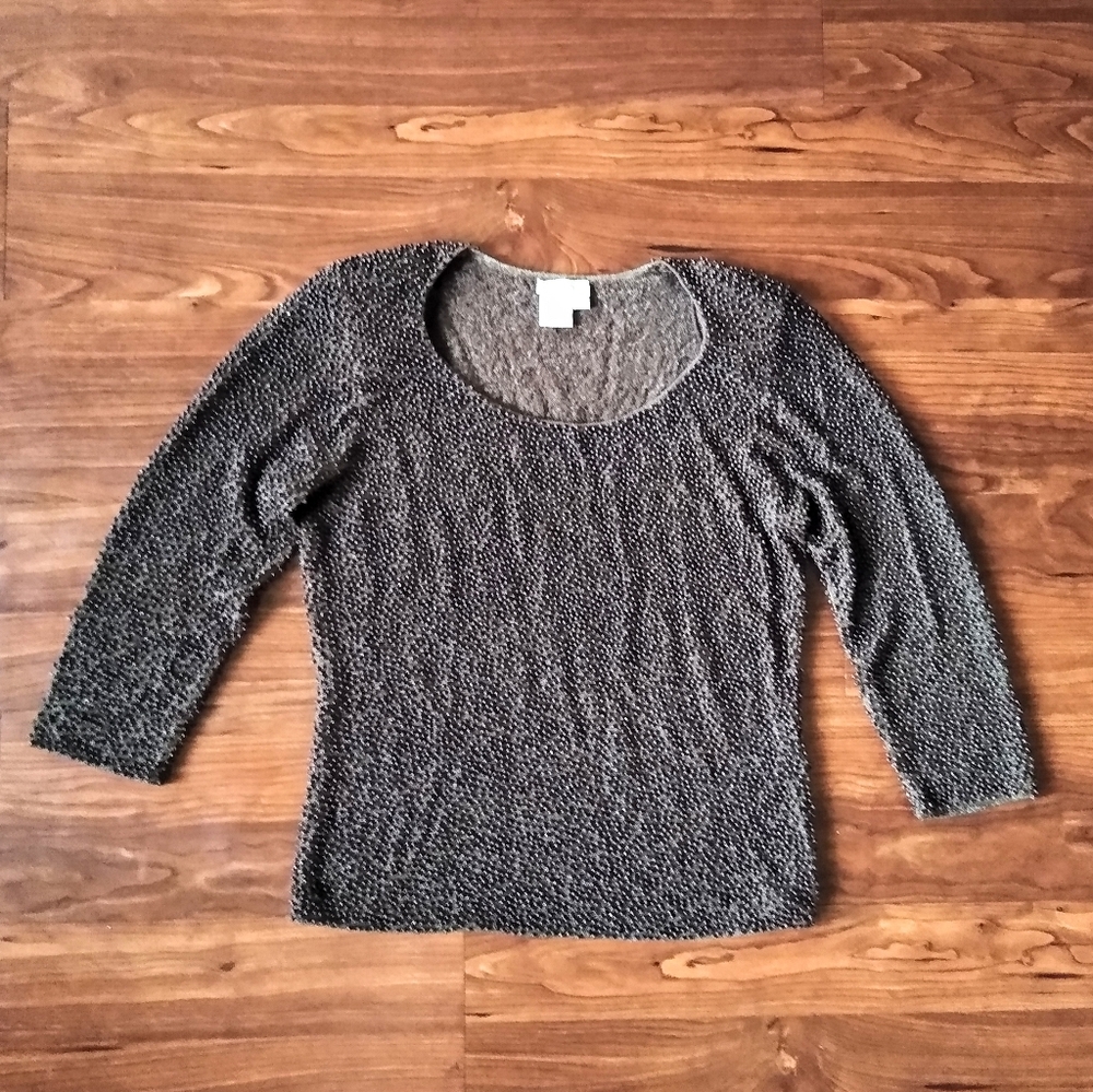 Worth vintage dark brown beaded 3/4 sleeve top